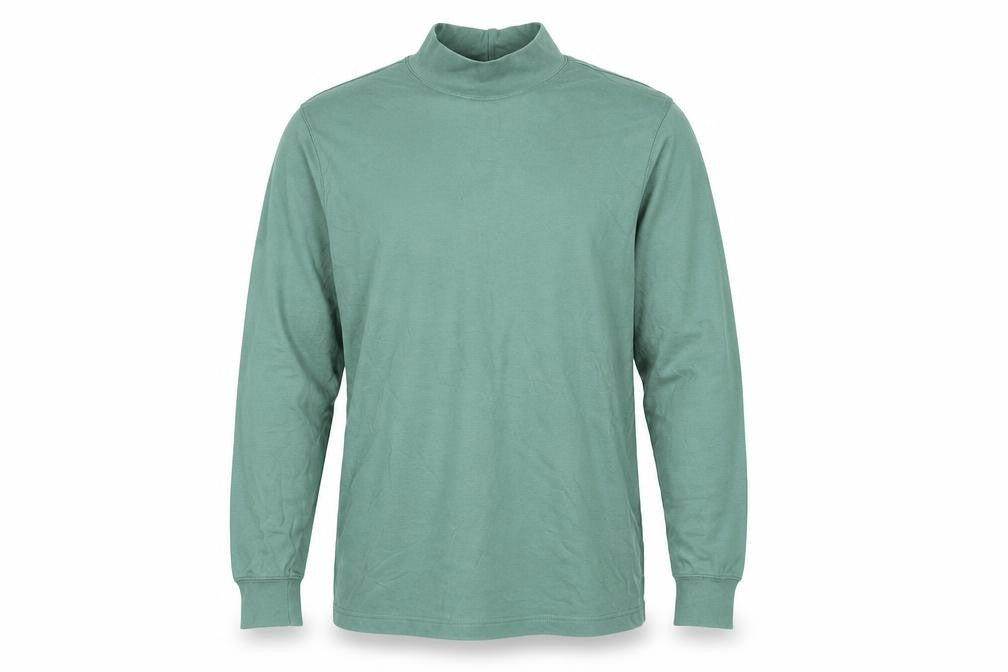 Lands' End Men's Green Mock Neck Cotton T-Shirt M
