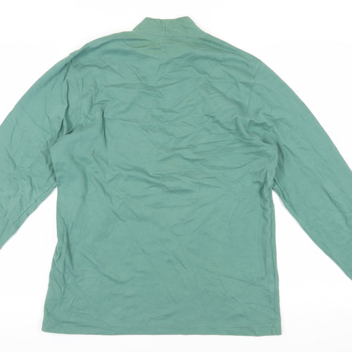 Lands' End Men's Green Mock Neck Cotton T-Shirt M