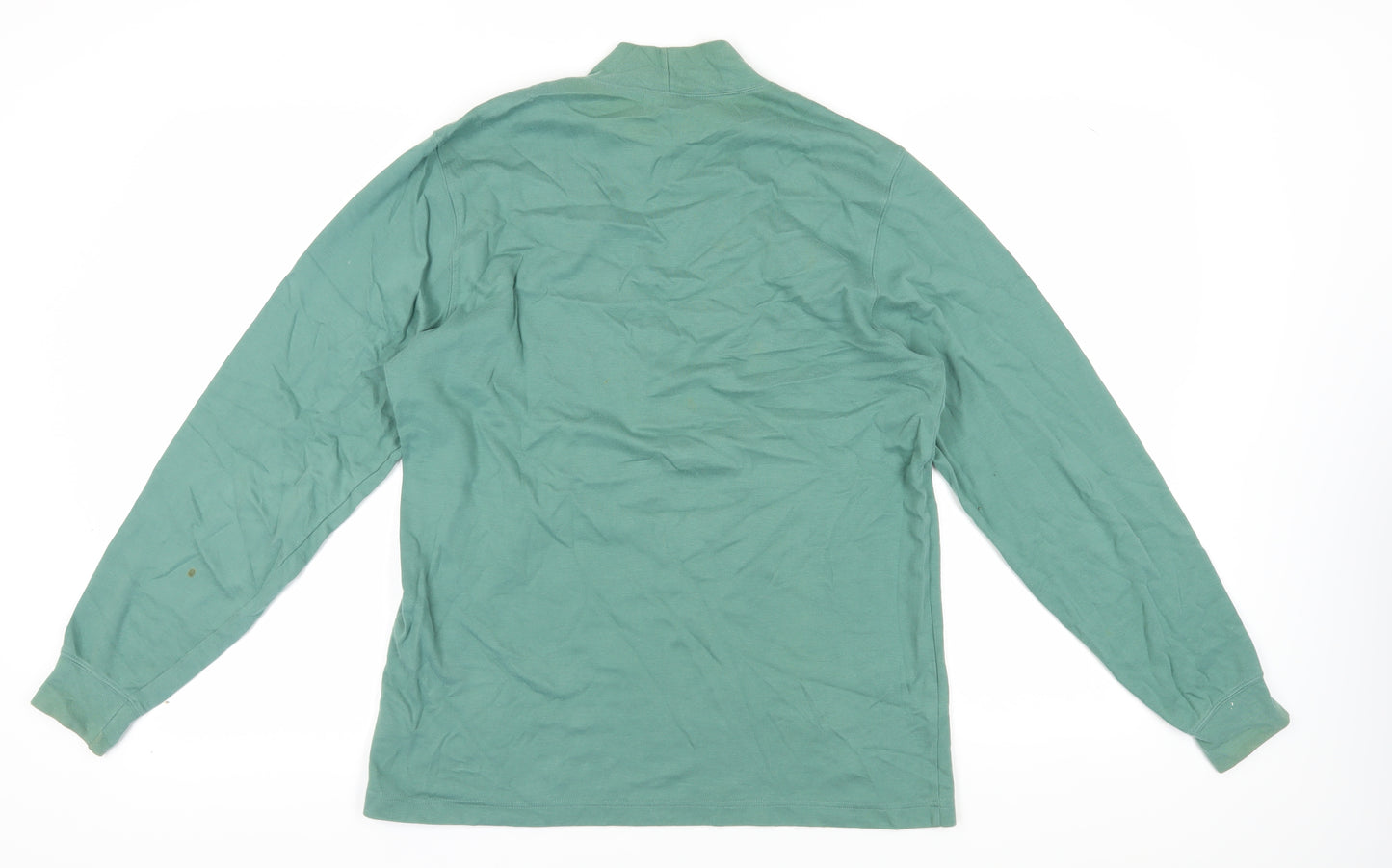 Lands' End Men's Green Mock Neck Cotton T-Shirt M