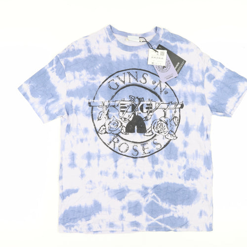 Pull&Bear Women's Blue Guns N' Roses T-Shirt XS
