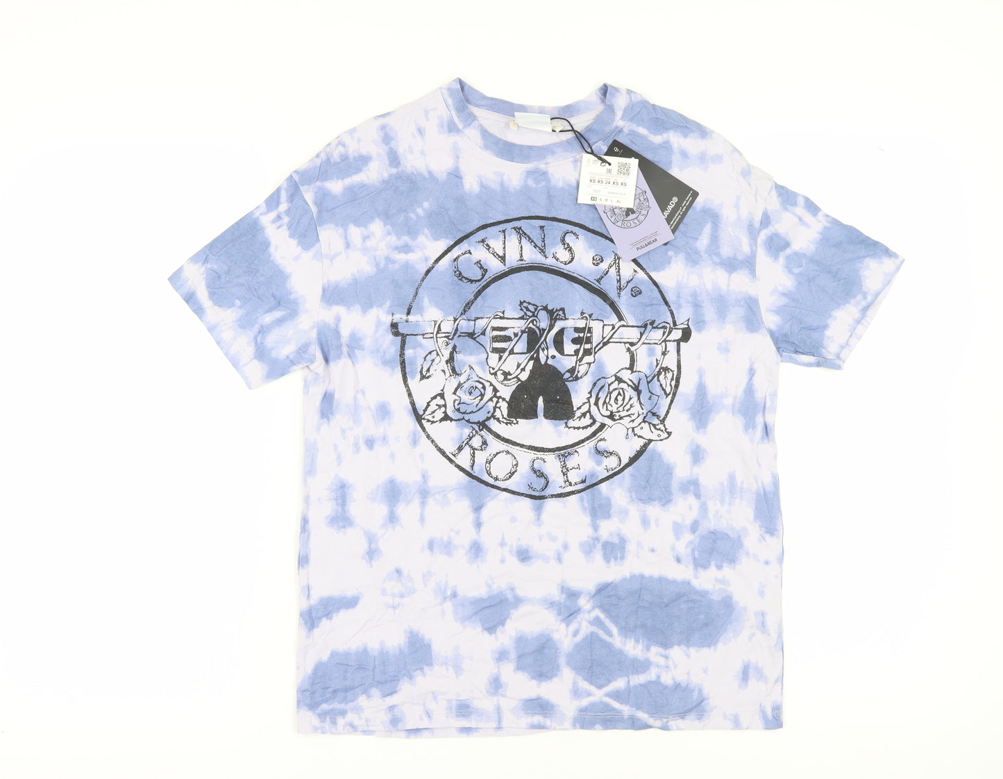 Pull&Bear Women's Blue Guns N' Roses T-Shirt XS