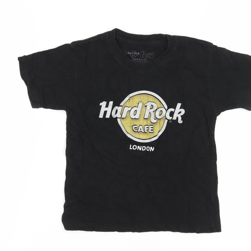 Hard Rock Cafe Boys Black T-Shirt Size S with Logo Accents