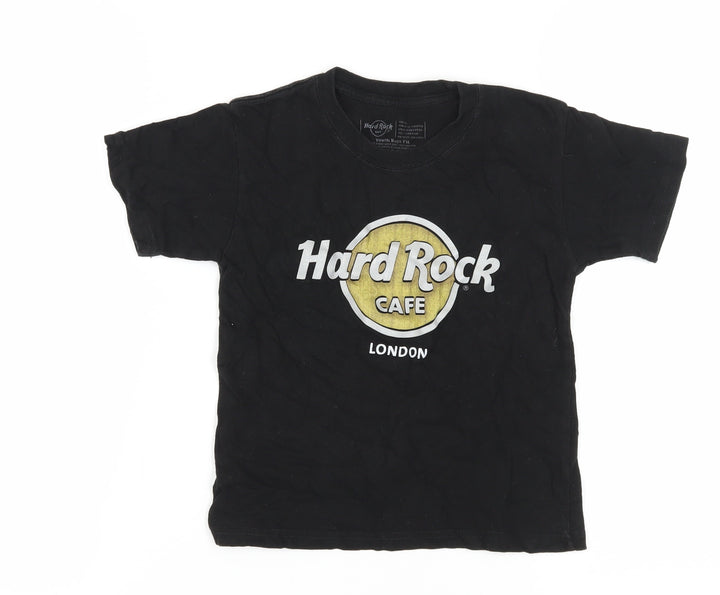Hard Rock Cafe Boys Black T-Shirt Size S with Logo Accents