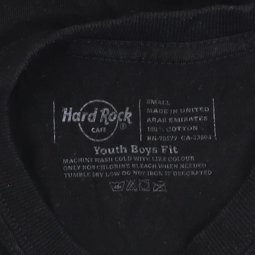 Hard Rock Cafe Boys Black T-Shirt Size S with Logo Accents