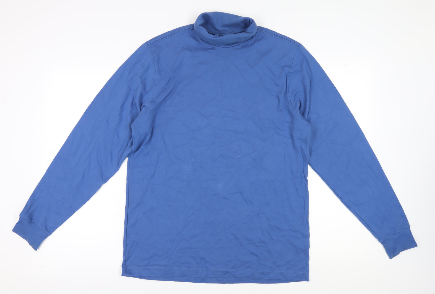 Lands' End Men's Blue Roll Neck T-Shirt, Size M