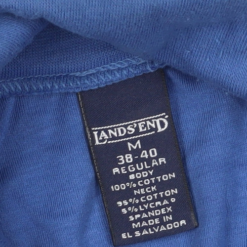 Lands' End Men's Blue Roll Neck T-Shirt, Size M