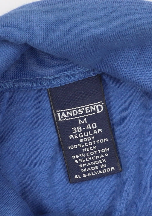 Lands' End Men's Blue Roll Neck T-Shirt, Size M