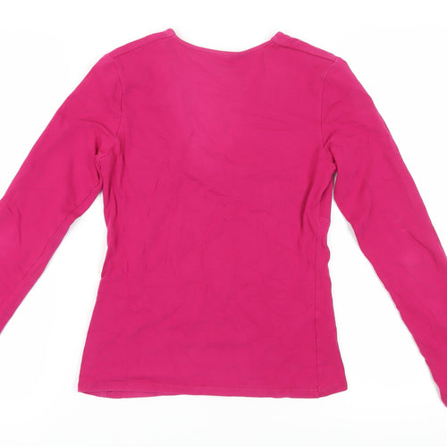 Laura Ashley Pink Women's Blouse, Size 10, V-Neck Long Sleeve