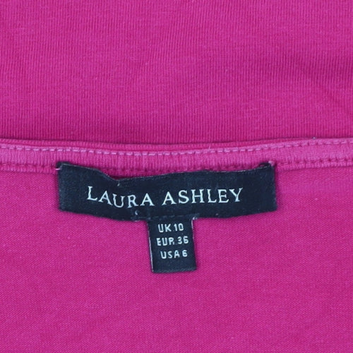 Laura Ashley Pink Women's Blouse, Size 10, V-Neck Long Sleeve