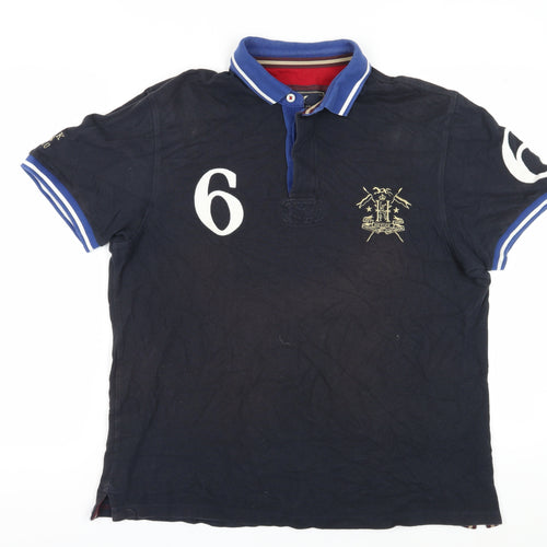 Howick Men's Black Polo Shirt L Graphic Print