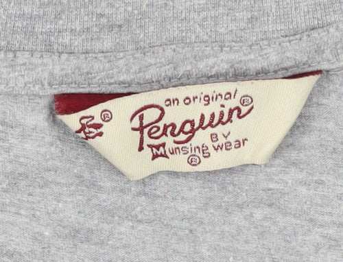 Penguin Men's Grey T-Shirt, Size L, Logo Accent