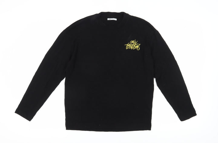 Zara Women's Black S Pullover Jumper, Logo, Graphic Print