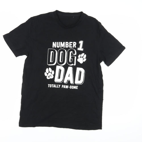 George Men's Black Dog Dad Graphic T-Shirt, Size S