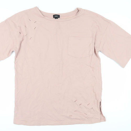 A&G Women's Beige Size 10 Basic T-Shirt