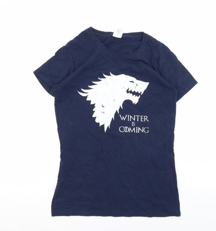 Gildan Women Navy T-Shirt, Size S, Winter is Coming