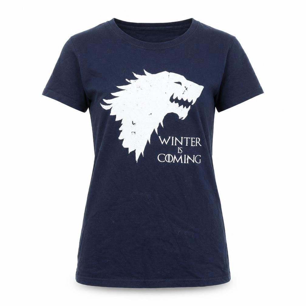 Gildan Women Navy T-Shirt, Size S, Winter is Coming