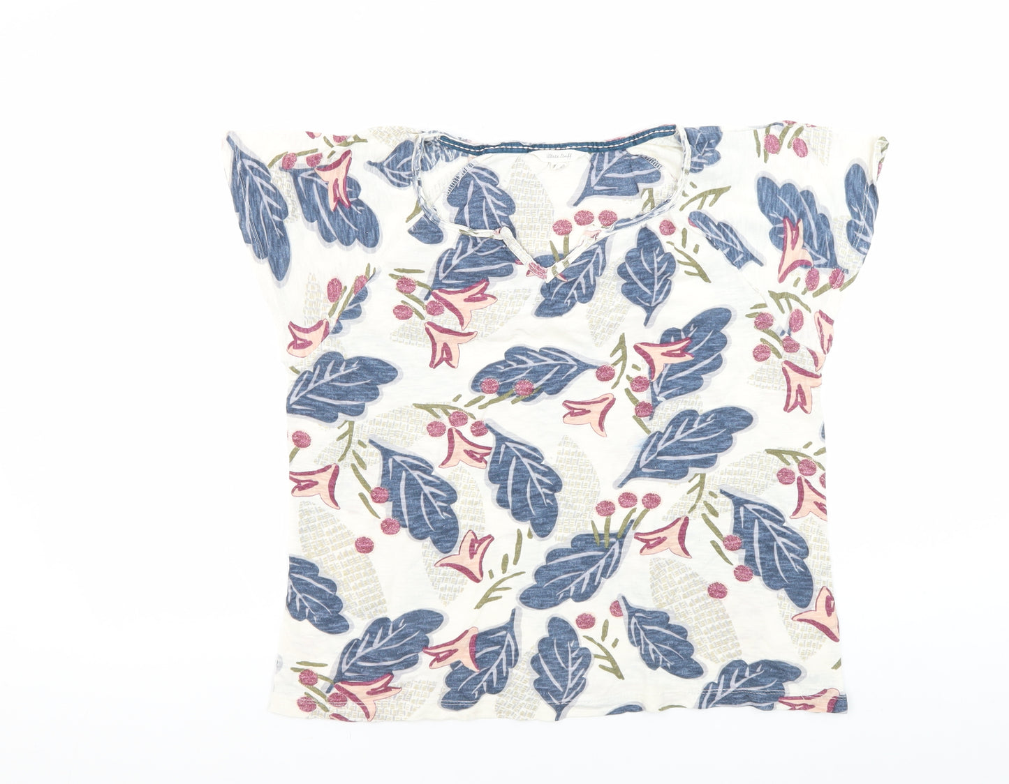 White Stuff Women's V-Neck Floral T-Shirt, 2XS