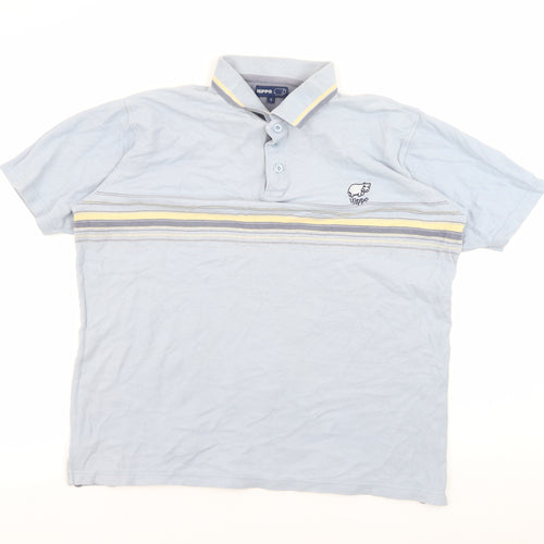 Hippo Men's Blue Striped Polo Shirt, Size S