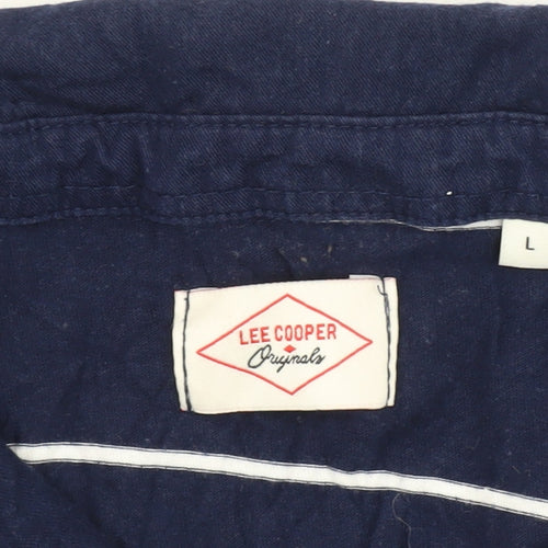 Lee Cooper Men's Blue Striped Polo Shirt L