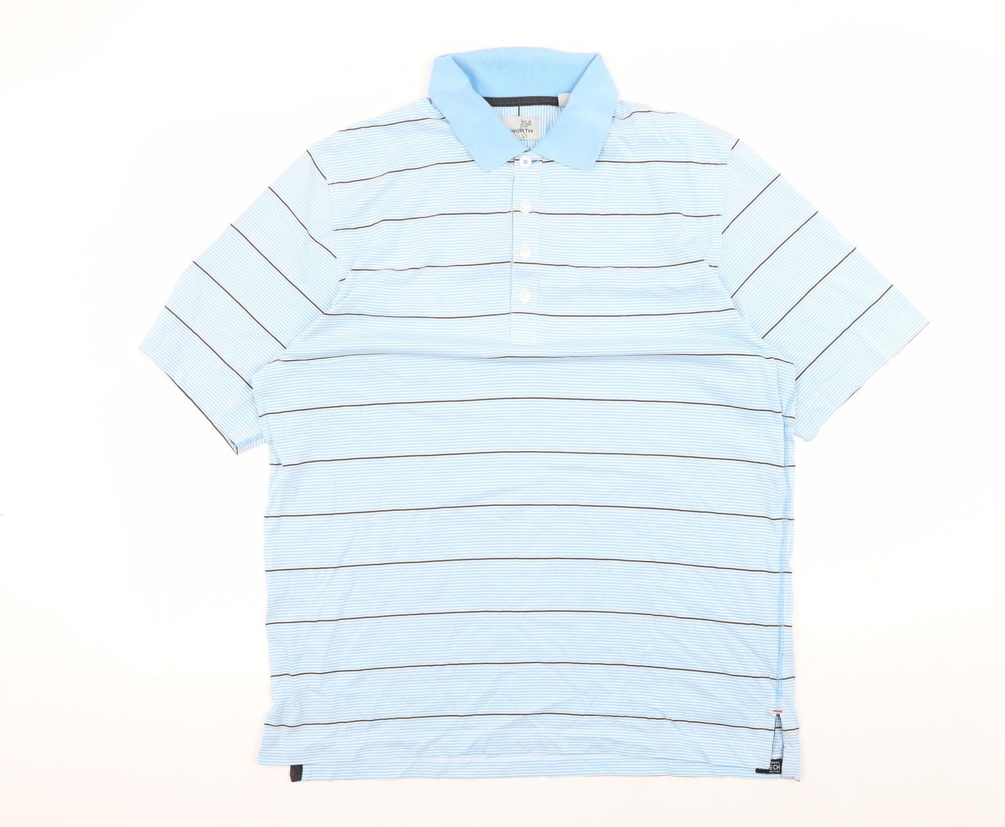 Ashworth Men's Blue Striped Polo Shirt Size L