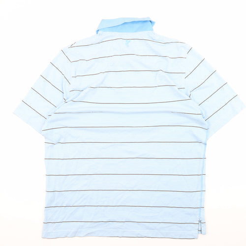Ashworth Men's Blue Striped Polo Shirt Size L