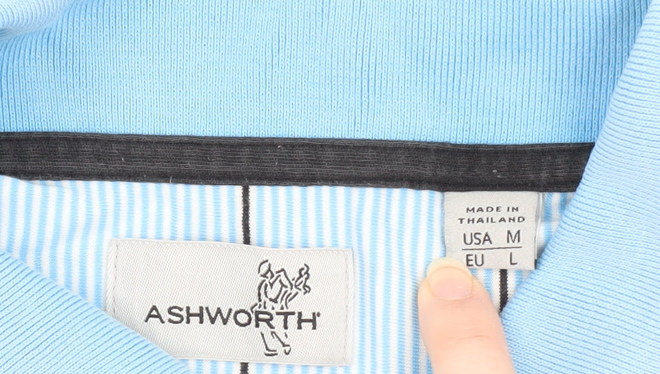 Ashworth Men's Blue Striped Polo Shirt Size L