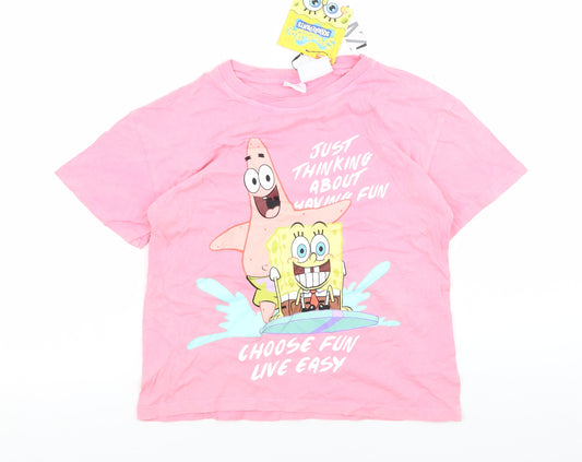 Zara Girls Pink Sponge Bob Graphic T-Shirt 8-9 Years