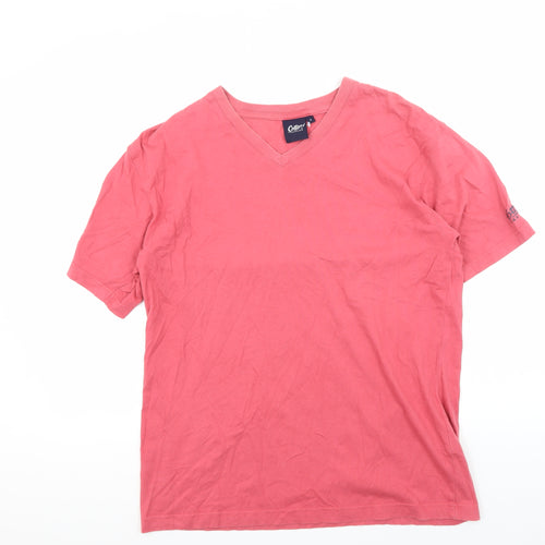Cotton Traders Pink V-Neck T-Shirt for Men - Size S