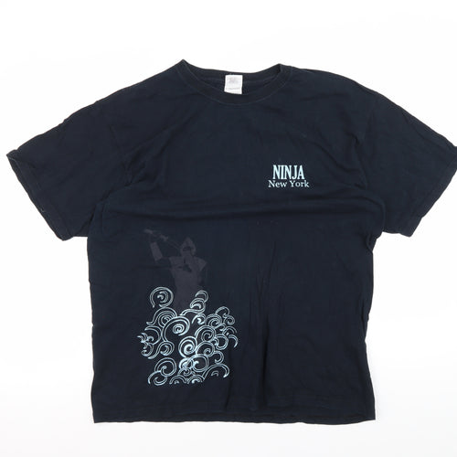 Gildan Men's Black Ninja Graphic T-Shirt, L, Cotton, Short Sleeve