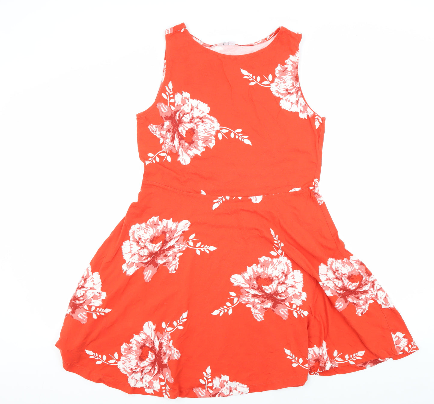 Beach Time Women's Red Floral Skater Dress - Size 14