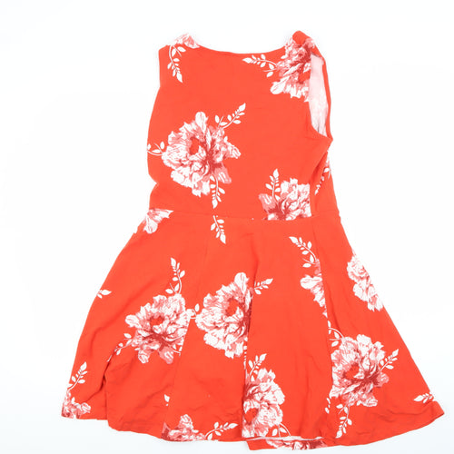 Beach Time Women's Red Floral Skater Dress - Size 14