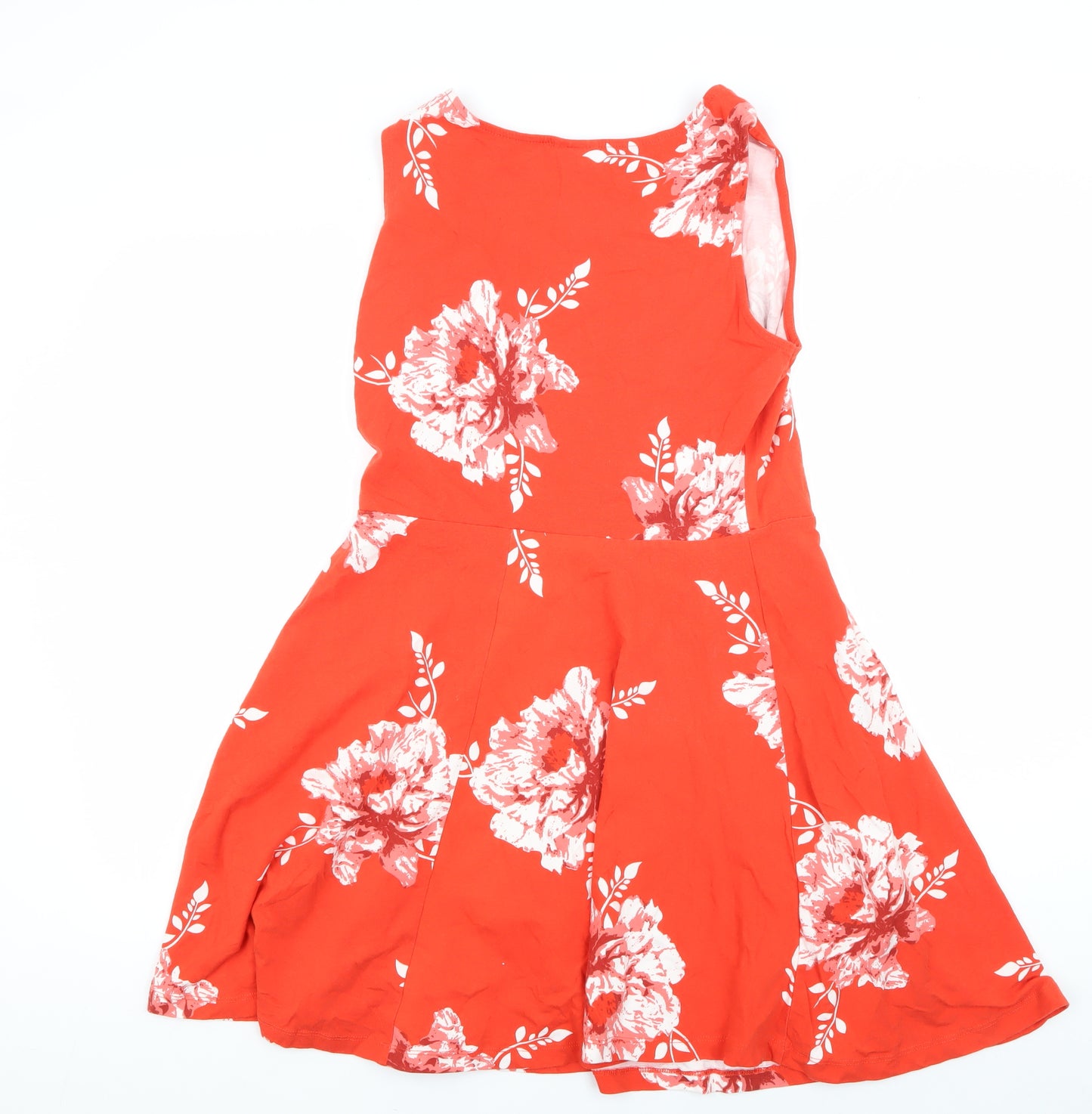 Beach Time Women's Red Floral Skater Dress - Size 14