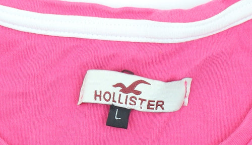 Hollister Women's Pink Basic T-Shirt L - Casual Summer Essential