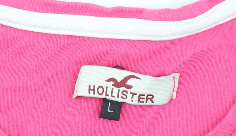 Hollister Women's Pink Basic T-Shirt L - Casual Summer Essential