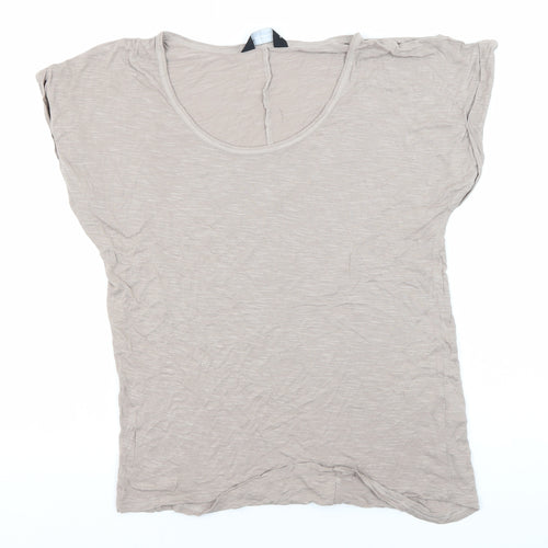Dorothy Perkins Women's Beige Scoop Neck T-Shirt Size 12