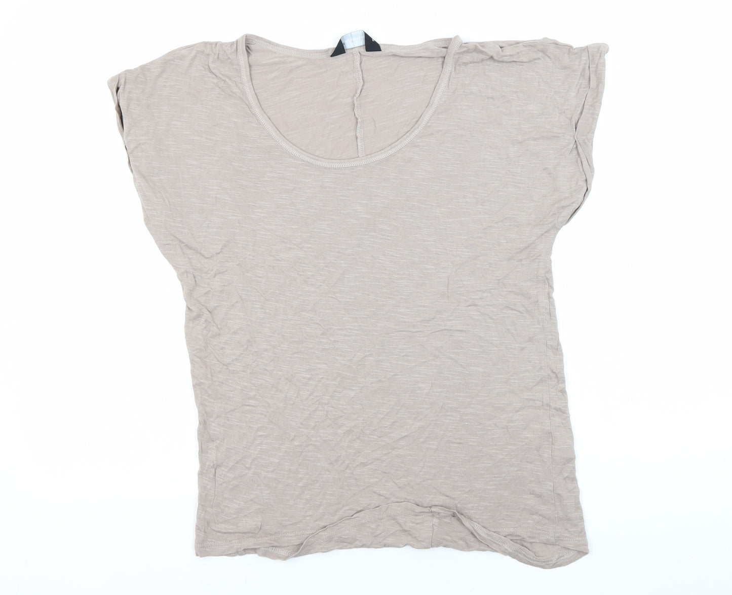 Dorothy Perkins Women's Beige Scoop Neck T-Shirt Size 12