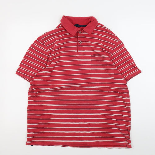Marks and Spencer Men’s Red Medium Striped Polo