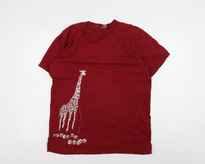 American Apparel Red Festival Graphic T-Shirt - Large