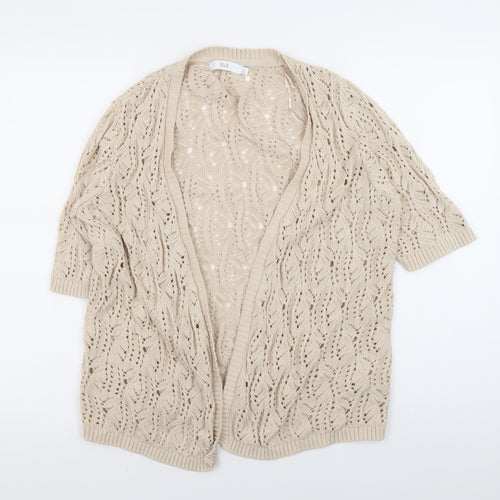 ISLE Beige Open-Knit Women’s Cardigan, Medium Size