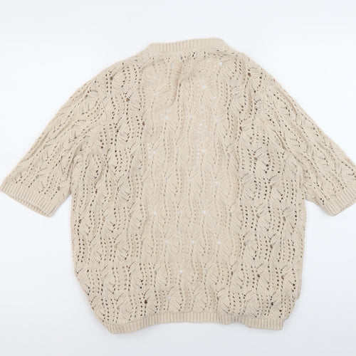 ISLE Beige Open-Knit Women’s Cardigan, Medium Size