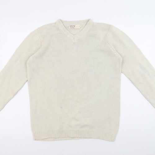 EWM Women's Ivory V-Neck Pullover Jumper, Size S