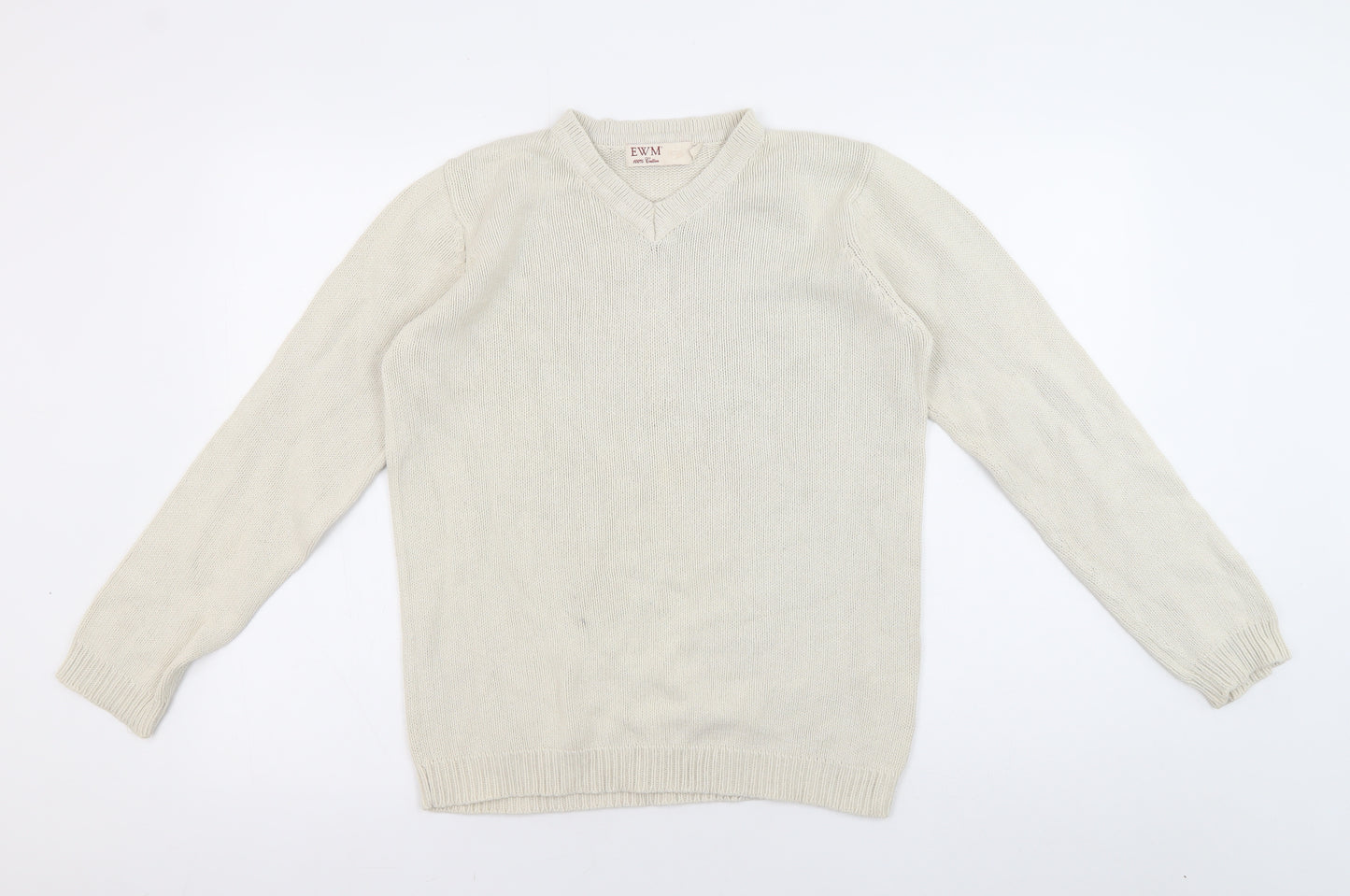 EWM Women's Ivory V-Neck Pullover Jumper, Size S