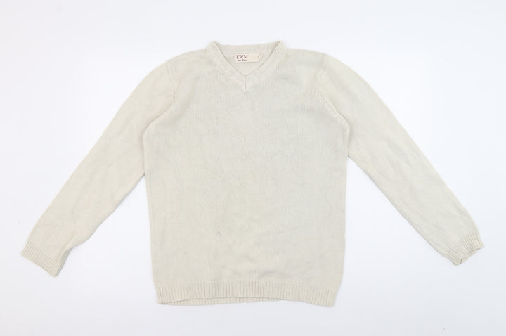 EWM Women's Ivory V-Neck Pullover Jumper, Size S