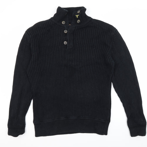 Le Breve Mens Black 2XL Henley Jumper