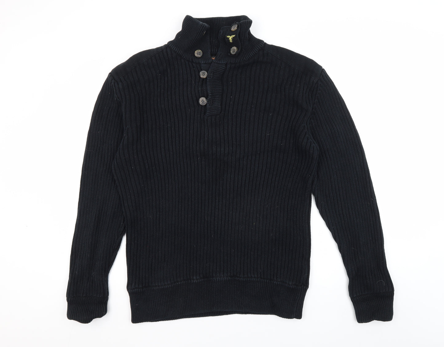 Le Breve Mens Black 2XL Henley Jumper