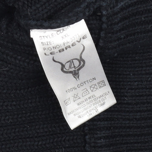 Le Breve Mens Black 2XL Henley Jumper