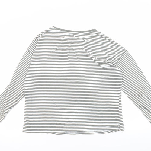 Joules Women's Grey Striped T-Shirt, Size 14