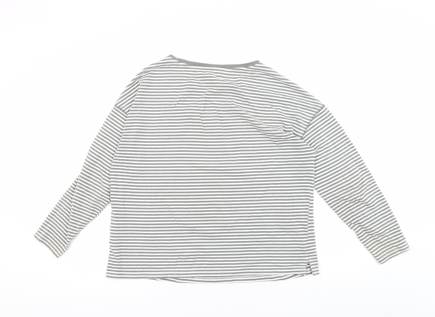 Joules Women's Grey Striped T-Shirt, Size 14