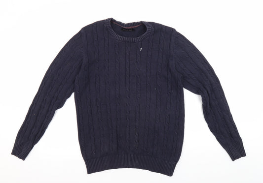 Selected Homme Men's Blue Cable-Knit Pullover Jumper S