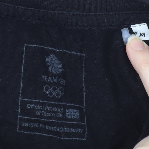 Team GB Unisex Black Medium T-Shirt with Crew Neck